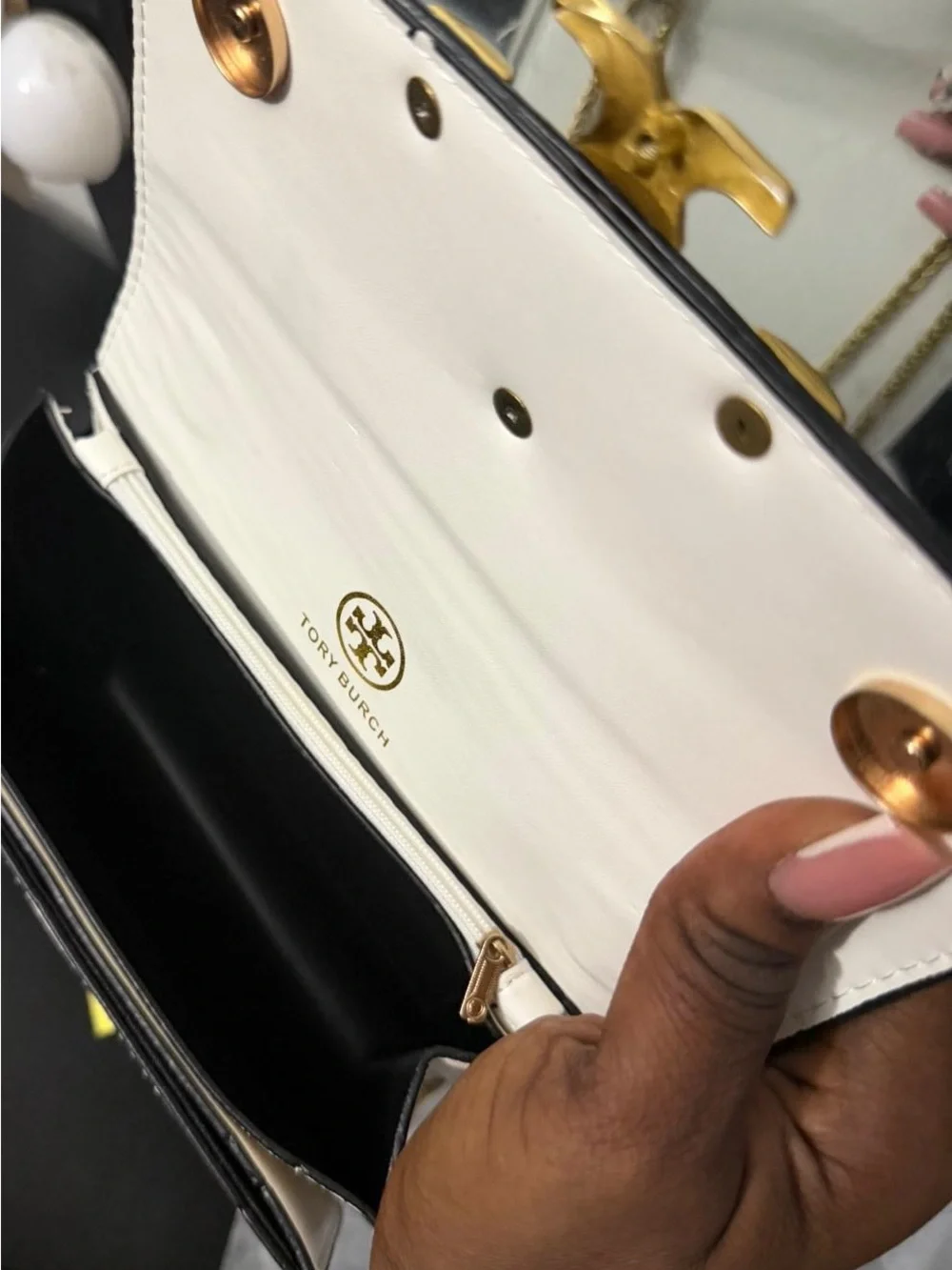 Tory Burch Ivory Fleming Convertible Shoulder Bag with Gold Hardware